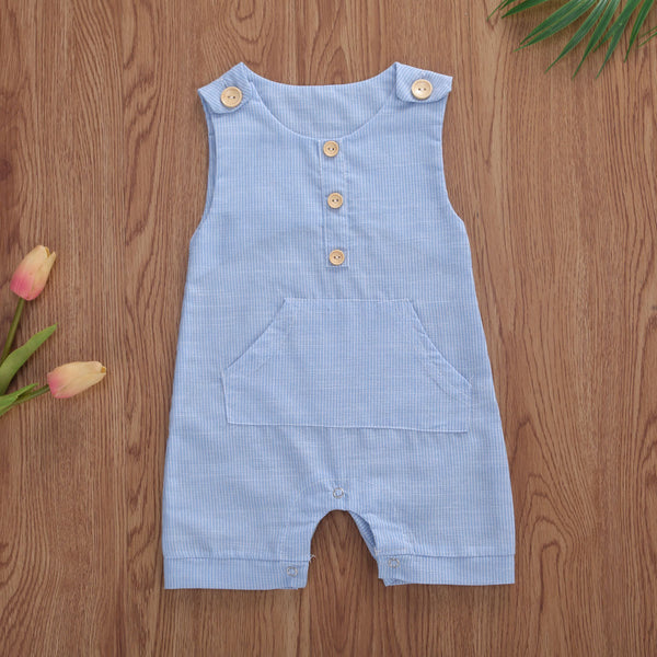 Conjunto Infantil de Chaleco y Shorts de Algodón y Lino a Rayas