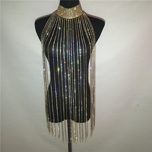 Cadena Corporal con Cristales y Borlas - Halter Brillante - Image 2
