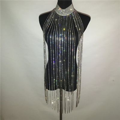 Cadena Corporal con Cristales y Borlas - Halter Brillante - Image 5