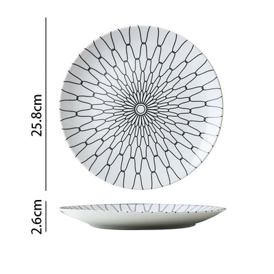 Plato para Bife Estilo Occidental con Diseño Geométrico Blanco y Negro - Image 15