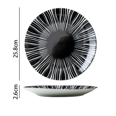 Plato para Bife Estilo Occidental con Diseño Geométrico Blanco y Negro - Image 13