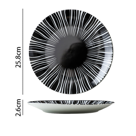 Plato para Bife Estilo Occidental con Diseño Geométrico Blanco y Negro - Image 13