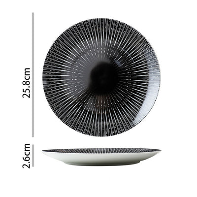 Plato para Bife Estilo Occidental con Diseño Geométrico Blanco y Negro - Image 14