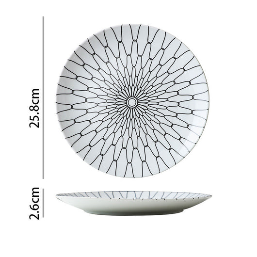 Plato para Bife Estilo Occidental con Diseño Geométrico Blanco y Negro - Image 4