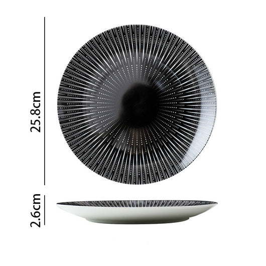 Plato para Bife Estilo Occidental con Diseño Geométrico Blanco y Negro - Image 7