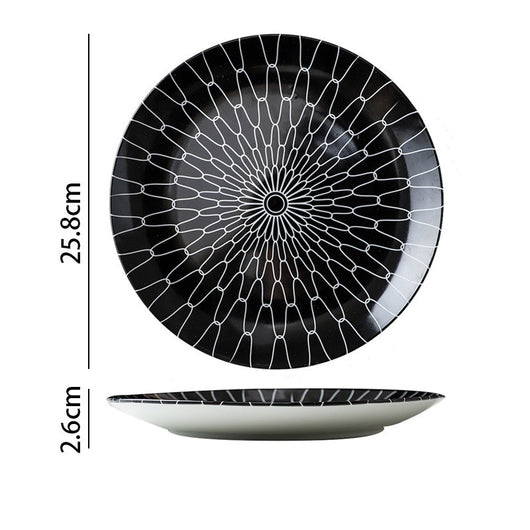 Plato para Bife Estilo Occidental con Diseño Geométrico Blanco y Negro - Image 5