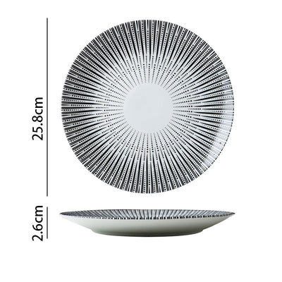 Plato para Bife Estilo Occidental con Diseño Geométrico Blanco y Negro - Image 6