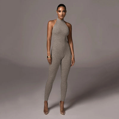 Jumpsuit Halter Ajustado sin Mangas - Algodón Puro Colores Sólidos - Image 10