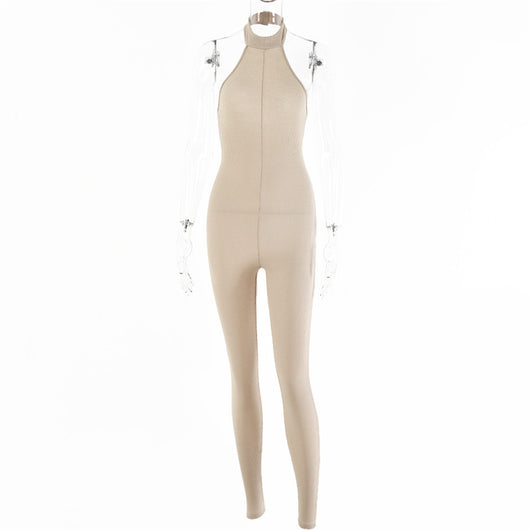 Jumpsuit Halter Ajustado sin Mangas - Algodón Puro Colores Sólidos - Image 16
