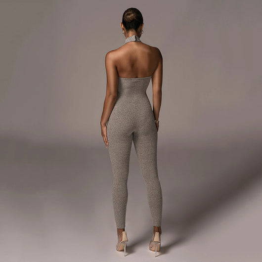 Jumpsuit Halter Ajustado sin Mangas - Algodón Puro Colores Sólidos - Image 12