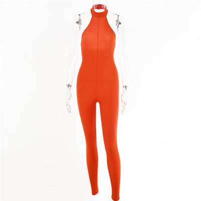 Jumpsuit Halter Ajustado sin Mangas - Algodón Puro Colores Sólidos - Image 14