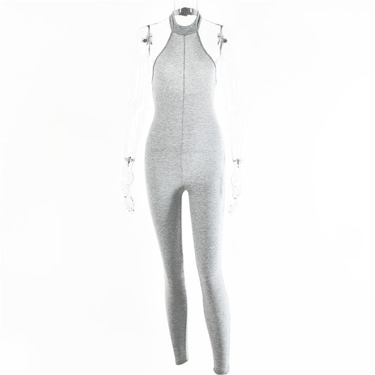 Jumpsuit Halter Ajustado sin Mangas - Algodón Puro Colores Sólidos - Image 2