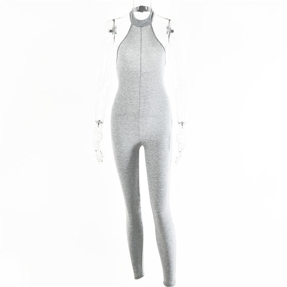 Jumpsuit Halter Ajustado sin Mangas - Algodón Puro Colores Sólidos
