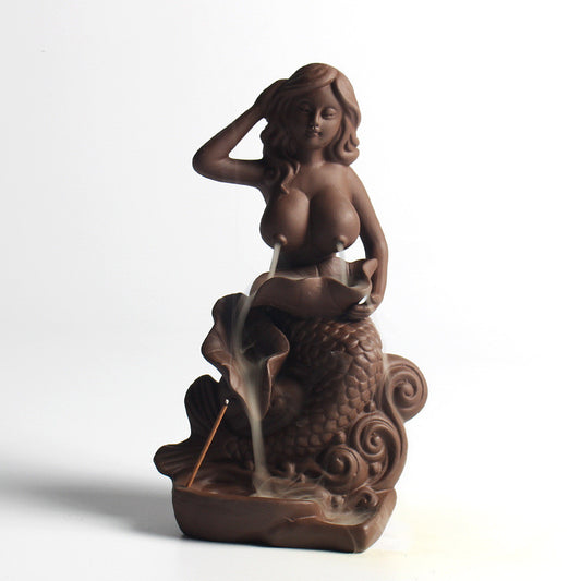 Quemador de Incienso Sirena con Cascada Backflow