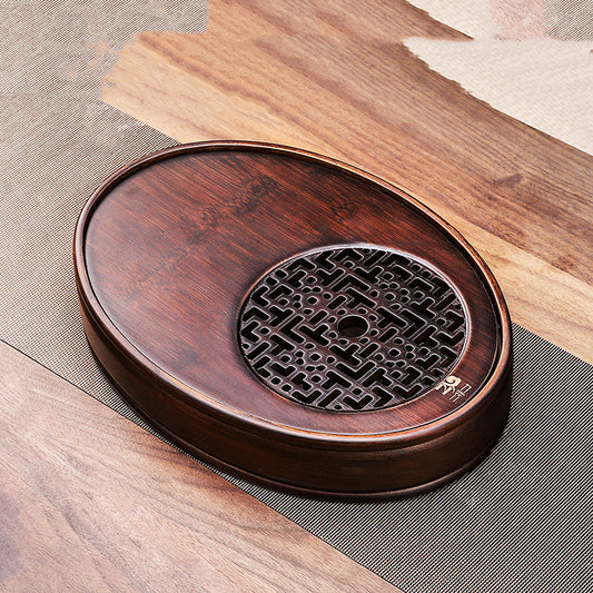 Bandeja de Té de Bambú con Drenaje y Depósito de Agua para Ceremonia Kung Fu