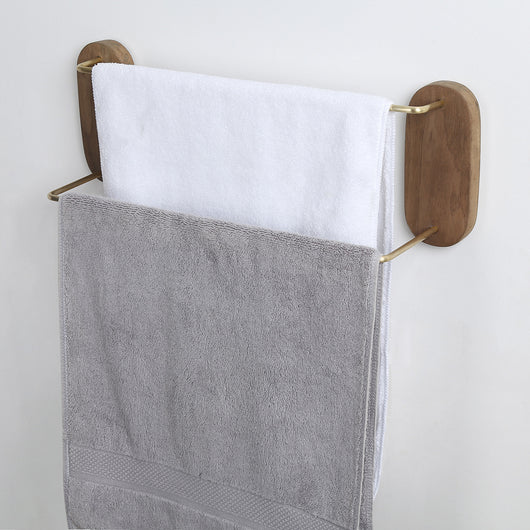 Toallero de Baño Doble en Latón Negro y Nogal - Barra Elegante para Toallas - Image 9