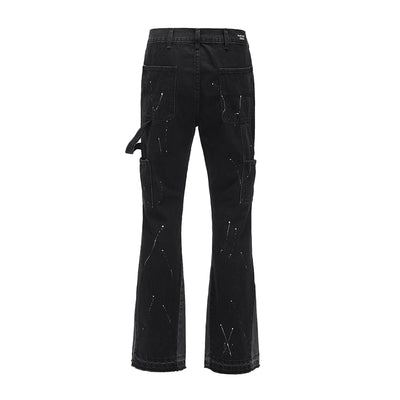 Pantalones Acampanados Hombre Deconstruidos con Detalles de Costura Splash Ink - Image 8
