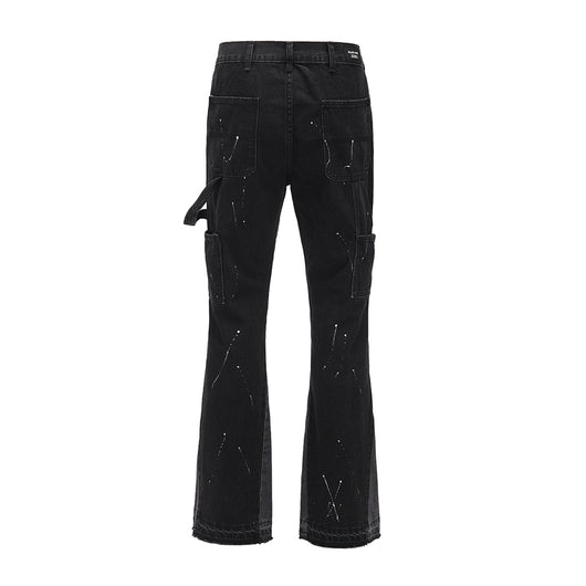 Pantalones Acampanados Hombre Deconstruidos con Detalles de Costura Splash Ink - Image 8