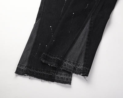 Pantalones Acampanados Hombre Deconstruidos con Detalles de Costura Splash Ink - Image 10