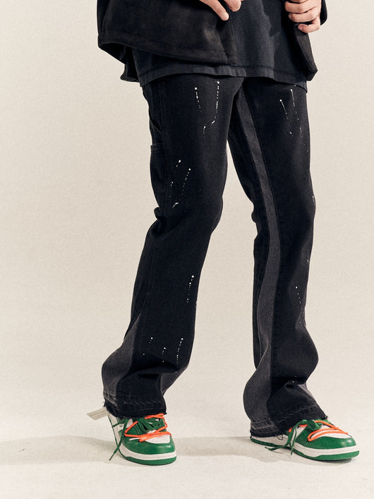 Pantalones Acampanados Hombre Deconstruidos con Detalles de Costura Splash Ink - Image 13