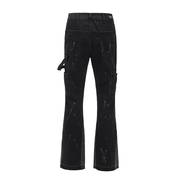 Pantalones Acampanados Hombre Deconstruidos con Detalles de Costura Splash Ink - Image 7