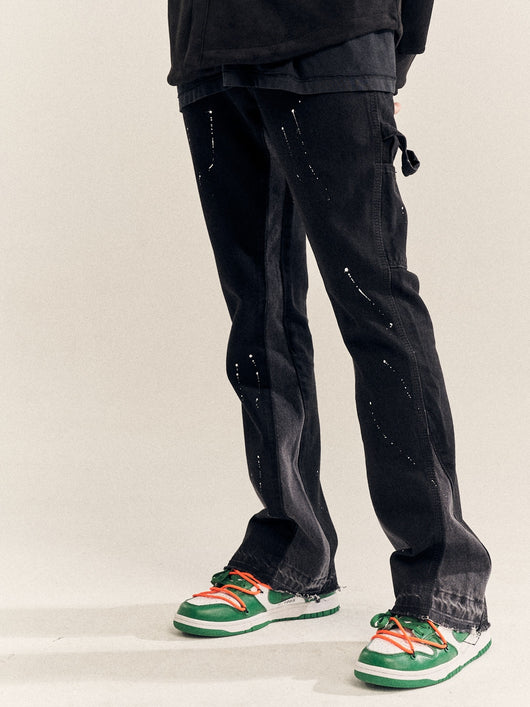 Pantalones Acampanados Hombre Deconstruidos con Detalles de Costura Splash Ink - Image 4