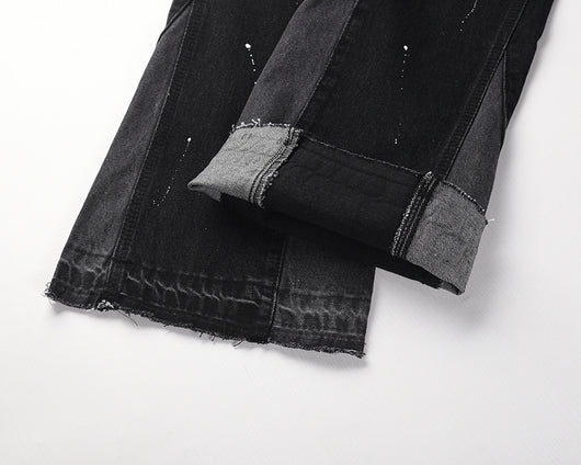 Pantalones Acampanados Hombre Deconstruidos con Detalles de Costura Splash Ink - Image 5