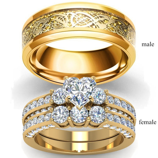 Anillo de Dragón en Oro Zircón para Parejas