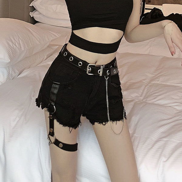 Shorts Rotos Cintura Alta Pierna Ancha Estilo Trendy - Image 5