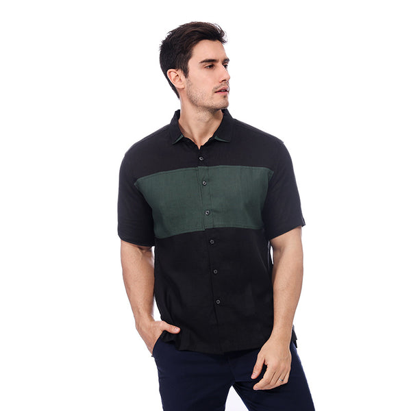 Camisa de Lino para Hombre Manga Corta Estilo Business Casual