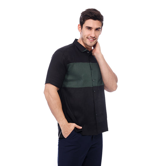 Camisa de Lino para Hombre Manga Corta Estilo Business Casual