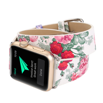 Reloj de Doble Asa con Pulsera de Cuero Floral - Image 7