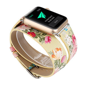 Reloj de Doble Asa con Pulsera de Cuero Floral - Image 4