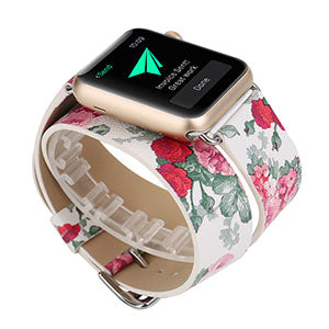Reloj de Doble Asa con Pulsera de Cuero Floral - Image 2