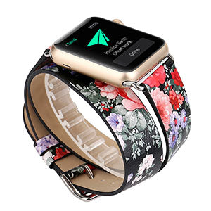 Reloj de Doble Asa con Pulsera de Cuero Floral - Image 3