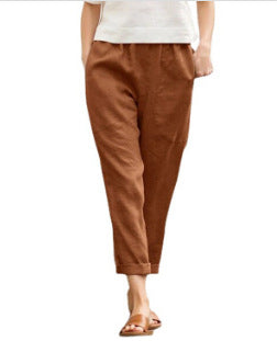 Pantalones Casuales de Algodón y Lino para Mujer Talla Grande - Image 6