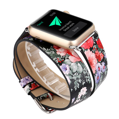Reloj de Doble Asa con Pulsera de Cuero Floral - Image 13