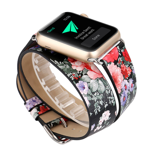 Reloj de Doble Asa con Pulsera de Cuero Floral - Image 13
