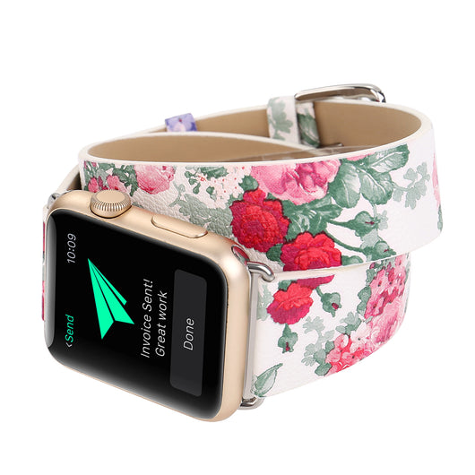 Reloj de Doble Asa con Pulsera de Cuero Floral - Image 12