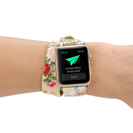 Reloj de Doble Asa con Pulsera de Cuero Floral - Image 14