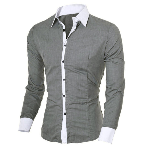 Camisas Casuales Ajustadas de Manga Larga para Hombre