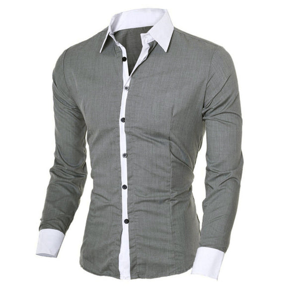 Camisas Casuales Ajustadas de Manga Larga para Hombre