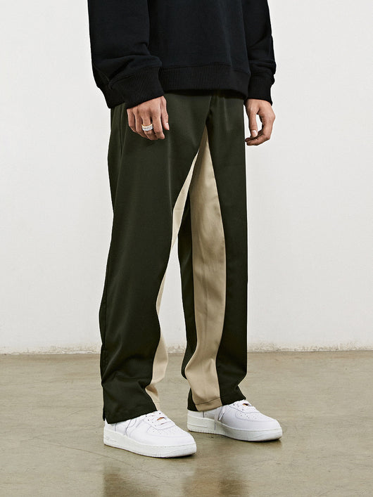 Pantalones Rectos con Costuras Contrastantes y Corte Tridimensional para Hombre - Image 8
