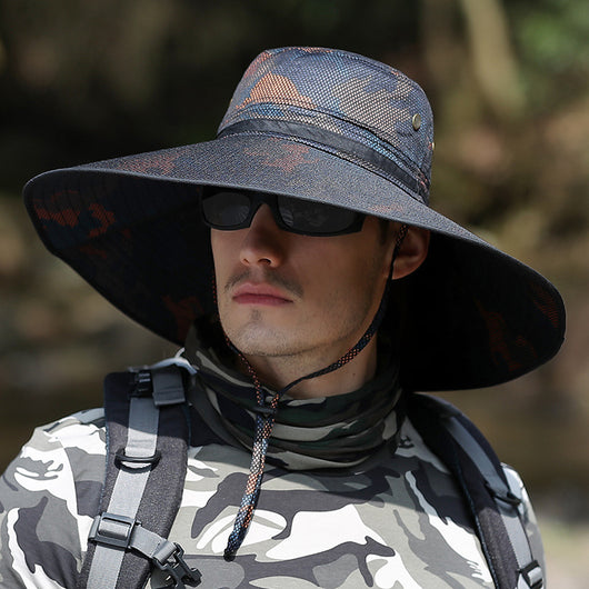Gorra de Pesca Camuflada con Protección UV - Sombrero de Ala Ancha para Hombre - Image 12