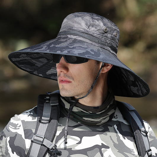 Gorra de Pesca Camuflada con Protección UV - Sombrero de Ala Ancha para Hombre - Image 3