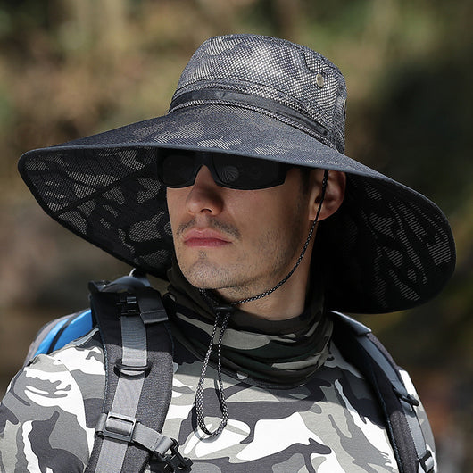 Gorra de Pesca Camuflada con Protección UV - Sombrero de Ala Ancha para Hombre - Image 2