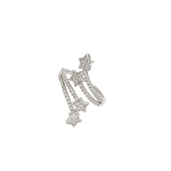 Anillo de Estrella de Cinco Puntas con Circonitas Incrustadas Multicapa