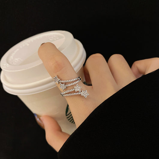 Anillo de Estrella de Cinco Puntas con Circonitas Incrustadas Multicapa - Image 3
