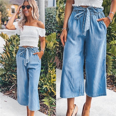 Pantalones Vaqueros Talla Grande Cintura Alta Pierna Ancha Casual - Image 10