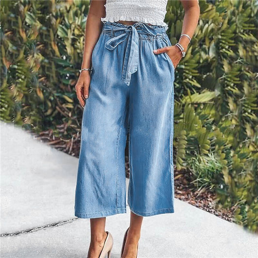 Pantalones Vaqueros Talla Grande Cintura Alta Pierna Ancha Casual - Image 6
